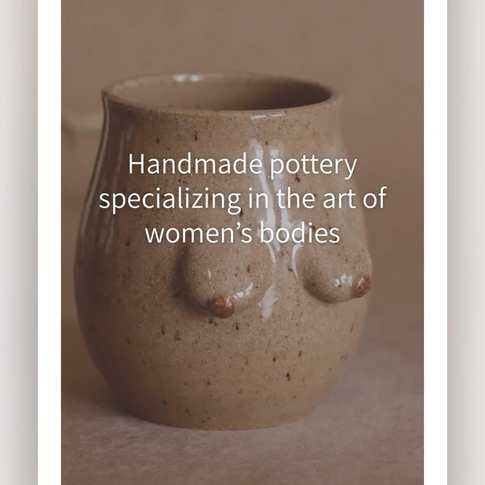 Cream and Pink Handcrafted Ceramic Mug with Rustic Charm - Picture 8 of 11